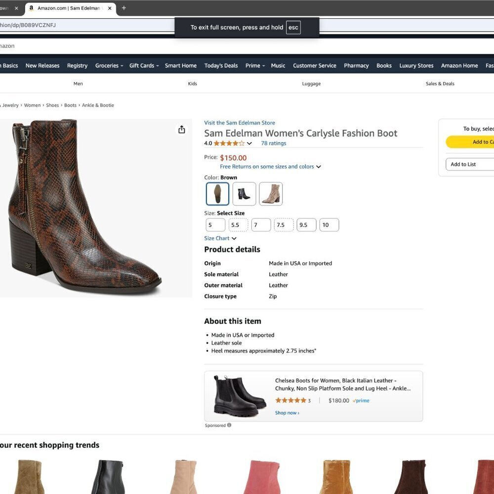 Sam Edelman Women's Carlysle Fashion Boot BRAND NEW IN THE BOX - Picture 2 of 11